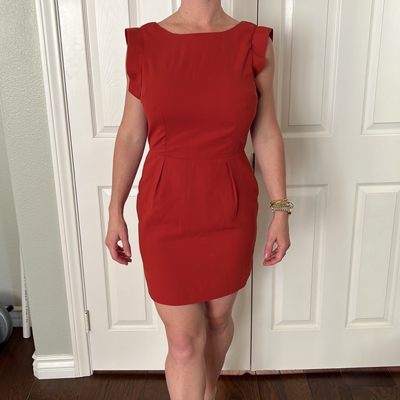 Line & Dot Backless Rust Mini Dress - Picture 1 of 6